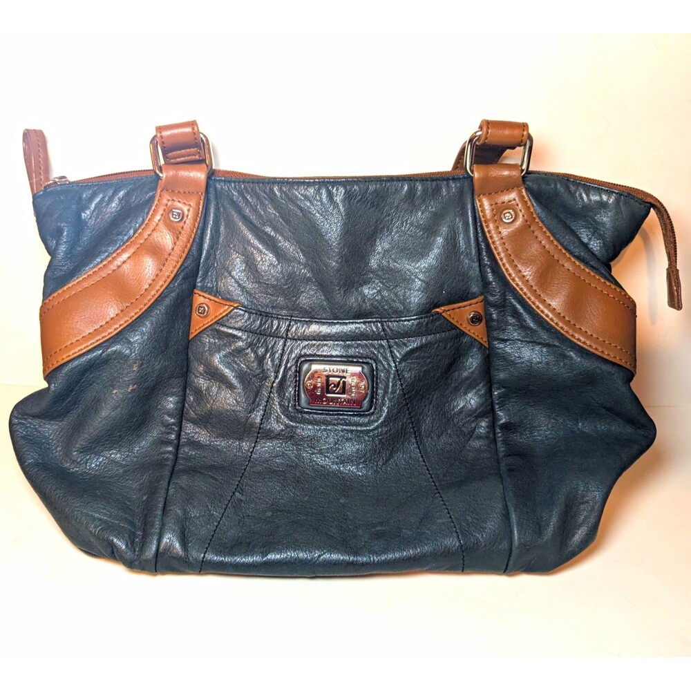Stone Mountain Leather Black & Brown Shoulder Bag